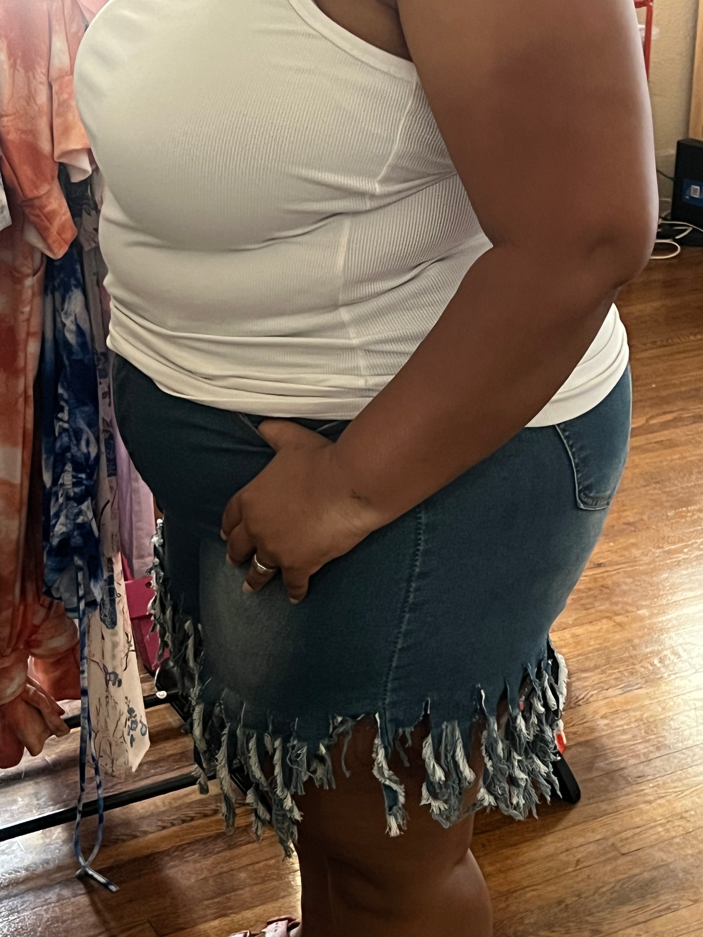 Tassels Denim Shorts,